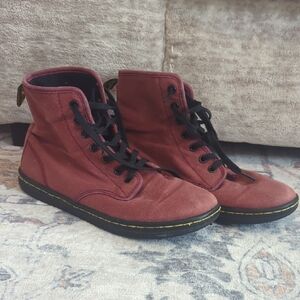 Dr. Martens Red Canvas High-Top Sneakers